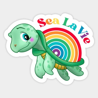 Sea La Vie Happy Rainbow Turtle Sticker